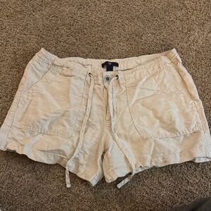 GAP Women's Cream linen Drawstring Shorts
